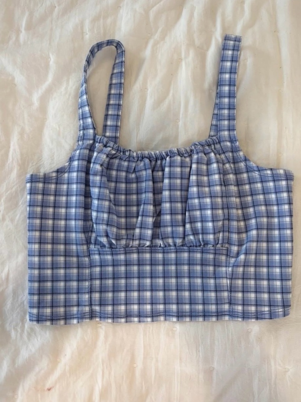 Hollister Light Blue Plaid Cropped Tank